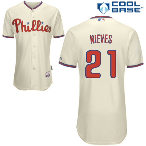 Wil Nieves #21 MLB Jersey-Philadelphia Phillies Men's Authentic Alternate White Cool Base Home Baseball Jersey